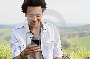 Man Looking Typing On Phone