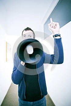 Man with loudspeaker photo