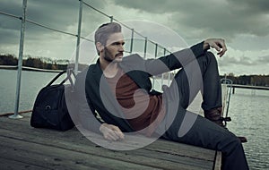 Man lounging on deck