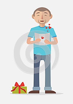 Man with love letter