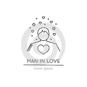 Man in love line icon