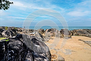 Man in a lovely tropical landscape of Khao Lak beaches in THAILAND