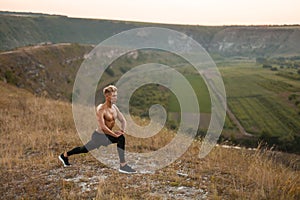 Man lunging in nature