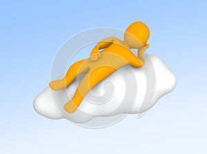 Man lying on cloud in the sky