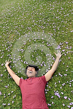 Man lying on the grass