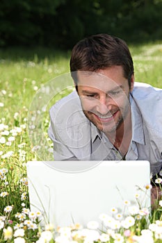 Man lying on grass