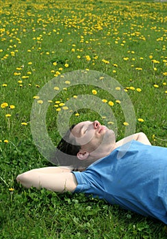 Man lying on the grass