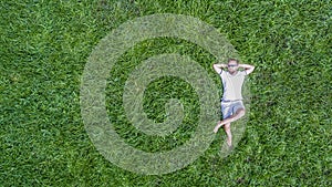 Man lying on a grass