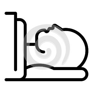 Man lying in tomograph icon, outline style