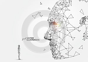 Man-machine interaction concept, vector illustration