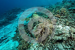 man-made artificial reef with metal struture and concrete photo