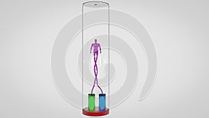 Man made from DNA concept CRISPR and gene editing concept, DNA manipulation, PCR protein molecular DNA