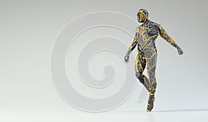 Man made of wire over clean background