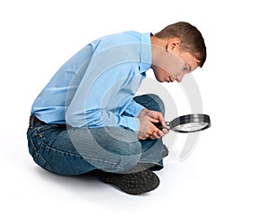 Man with magnifier