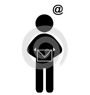 Man with mail flat icon pictogram isolated on white