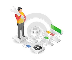 Man maintaining application technology network