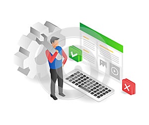 Man maintaining computer web application