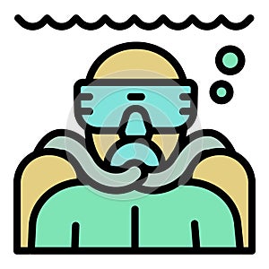 Man make snorkeling icon, outline style