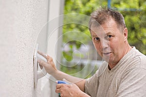 Man makes renovation outdoor