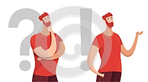 Man making decision flat vector characters set