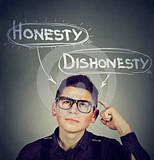 Man making a decision honesty vs dishonesty photo