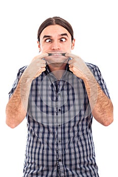Man making funny faces