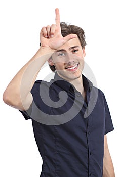 Man making loser gesture with his hand