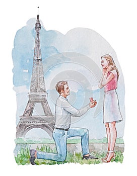 Man making a marriage proposal to woman