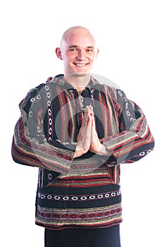Man making Namaste mudra gesture