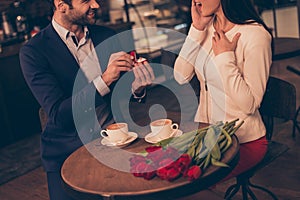 A man making proposal in a cafe