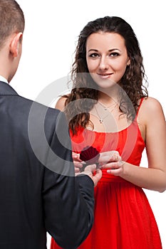 Man making a proposal to his girlfriend