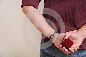 man making proposal with wedding ring and gift box, wedding concept