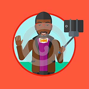 Man making selfie vector illustration.