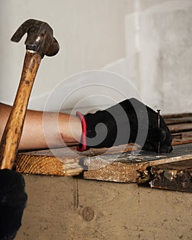 Man making technical shelving