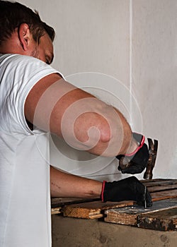 Man making technical shelving