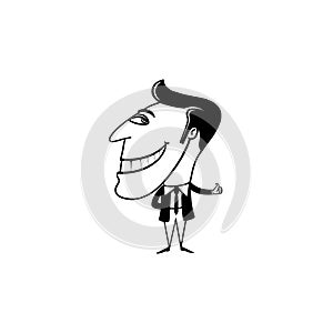 Man making thumbs up gesture black and white illustration