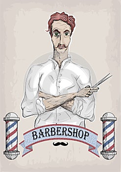 Man male human hairdresser barber, coiffeur, haircutter in white