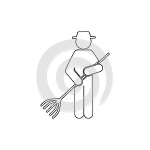 man man with rake icon. Element of gardening for mobile concept and web apps illustration. Thin line icon for website design and d