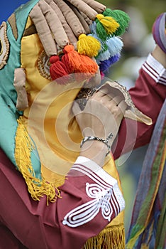 Man in mask celebrating solstice holiday. photo