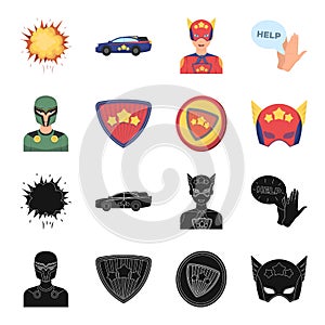 Man, mask, cloak, and other web icon in black,cartoon style.Costume, superman, superforce, icons in set collection.