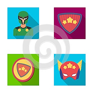 Man, mask, cloak, and other web icon in flat style.Costume, superman, superforce, icons in set collection.