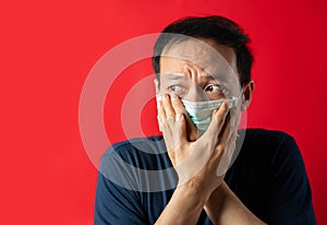 Man with mask fear virus Infect and pollution photo