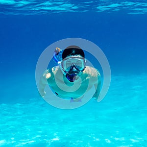 Man with mask snorkeling