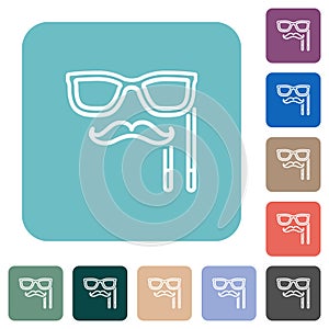 Man masquerade mask with stick outline rounded square flat icons