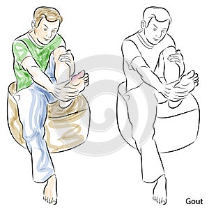 Man Massaging Gout Feet photo