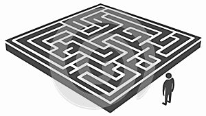 Man at Maze Entrance. Problem Solving and Challenge. vector design Generative AI