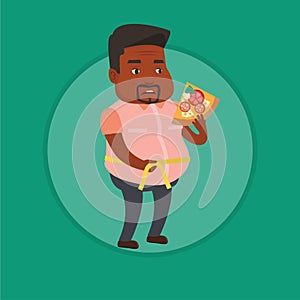 Man measuring waist vector illustration.