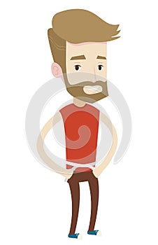 Man measuring waist vector illustration.