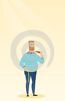 Man measuring waist vector illustration.