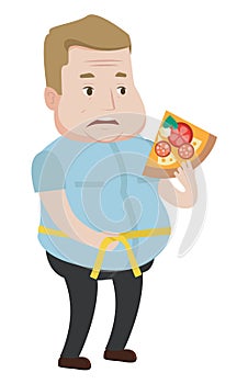Man measuring waistline vector illustration.
